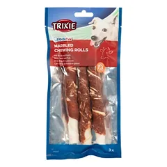 Trixie Denta Fun Marbled Beef Chewing Rolls kramtomi suktinukai šunims su jautiena, 17 cm, 3 vnt., 140 g