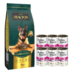 HEKTOR BALANCED Adult 15kg + Dolina Noteci PREMIUM su kalakutiena 6x400g