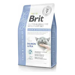 Brit GF Veterinary Diets Cat Calm Stress Relief su lašiša ir žirneliais, veterinarinis maistas katėms 2 kg — 2 nuotrauka