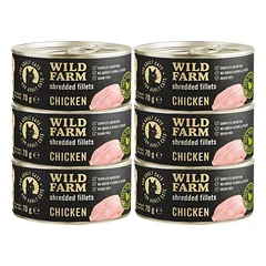 WILD FARM Fillets Chicken 6x70g - drėgnas kačių maistas be grūdų, filė sultinyje