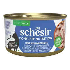 Schesir konservuotas maistas katėms su tunu ir ančiuviais, želėje, 85g