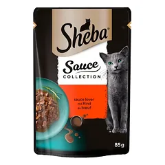 SHEBA Sauce Collection Beef 85g gabalėliai su jautiena padaže katėms nuotrauka
