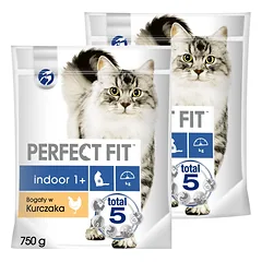 PERFECT FIT (Indoor 1+) 2x750g Vištienos turtingas sausas ėdalas katėms, gyvenančioms patalpose