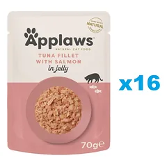 APPLAWS Cat Adult Pouch Tuna Fillet with Salmon in Jelly tuno filė su lašiša drebučiuose 16x70 g