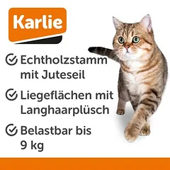 Karlie draskyklė katėms Shima, tvirtinama prie sienos, natūrali — 2 nuotrauka