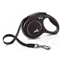 FLEXI New classic XS tape automatinis pavadėlis šunims iki 12kg, juosta 3m, juodas