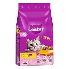 WHISKAS Adult 3,8 kg - sausas ėdalas suaugusioms katėms su gardžia vištiena