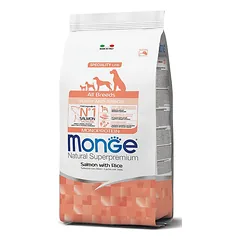 Monge Natural Superpremium All Breeds Puppy & Junior Salmon & Rice sausas maistas šuniukams