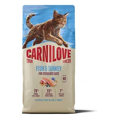 CARNILOVE TRUE FRESH Cat Fish&Turkey Adult Cat Sterilised sausas maistas katėms