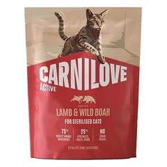 Carnilove Cat STERILISED Lamb & Wild Boar begrūdis sausas maistas sterilizuotoms katėms su ėriena ir šerniena, 0.4 kg