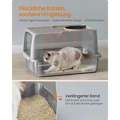 Uždaras kačių tualetas „Feandrea“ PPT005G01, XL, 2 įėjimai, Pilkas, 61 × 41 × 36,5 cm — 4 nuotrauka