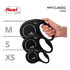 FLEXI pavadėlis šuniui New Classic M virvinis 8m, juodas — 5 nuotrauka