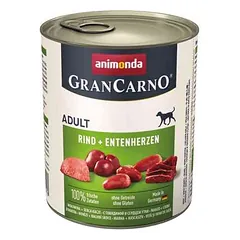 GRANCARNO Adult Beef + Duck hearts su jautiena ir anties širdelėmis 800g — 2 nuotrauka