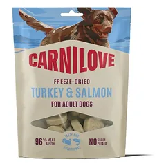 CARNILOVE Dog Freeze Dried Turkey and Salmon 60g liofilizuoti skanėstai su kalakutiena ir lašiša šunims