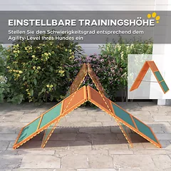 Agility rampa šunims, sulankstoma, reguliuojamo aukščio, neslystanti, kėnio mediena, iki 40 kg, 173 x 59 x 66 cm, oranžinė ir žalia — 4 nuotrauka
