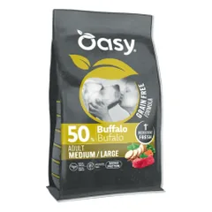 Oasy Grain Free Adult Medium/Large sausas pašaras su buivoliena didesnių veislių šunims - Pet24
