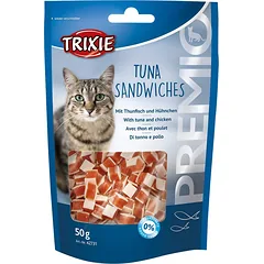 Trixie Premio Tuna Sandwiches skanėstai katėms su tunu ir vištiena, be dažiklių ir konservantų, 50 g
