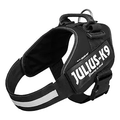 Julius-K9 ekonominis rinkinys: IDC Powergeschirr petnešos, juodos + Julius-K9 guminis dvigubas pavadėlis, Dideliems 26–45 kg — 2 nuotrauka