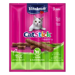 VITAKRAFT Cat Stick Kabanosy su vištiena ir žole katėms 18g