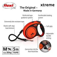 FLEXI pavadėlis šuniui Xtreme M juostinis 5m, oranžinis — 2 nuotrauka