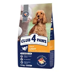 CLUB 4 PAWS PREMIUM Suaugusiems vidutinių ir didelių veislių šunims Svorio kontrolei su dideliu kiekiu kalakutienos 5kg.