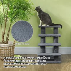 Gyvūnų laipteliai katėms ir šunims, 4 pakopų, iki 10 kg, 63,5 x 43 x 60 cm, pilki — 4 nuotrauka