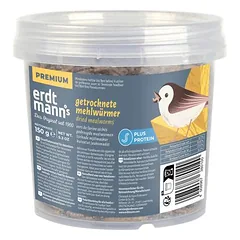 Erdtmanns getrocknete Mehlwürmer 150 g im kleinen Eimer
