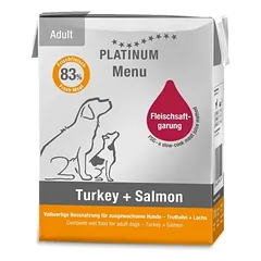 Platinum paštetas šunims su kalakutiena ir lašiša, 185 g parduotuvėje pethappy.lt