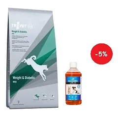 TROVET WRD Weight & Diabetic (šuniui) 12,5kg + LAB V Lašišų aliejus šunims ir katėms 500ml