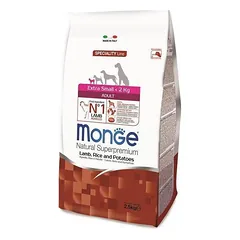 Monge Extra Small Adult Lamb, Rice And Potatoes sausas maistas labai mažų veislių suaugusiems šunims su ėriena, ryžiais ir bulvėmis, 2,5 kg