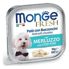 Monge Fresh paštetas šunims su menkės gabalėliais 100g