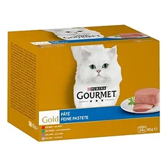 Gourmet Gold mousse 24x85g paštetas su jautiena, triušiena, ėriena ir veršiena, 24 x 85 g — 1 nuotrauka
