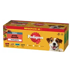 PEDIGREE Adult sachet 40x100g Mix of flavours - želė drėgnas ėdalas šunims (jautiena, vištiena, ėriena, paukštiena)