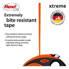 FLEXI pavadėlis šuniui Xtreme M juostinis 5m, oranžinis — 3 nuotrauka
