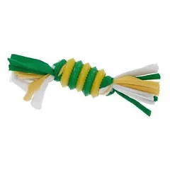 Šuns žaislas, žiedas su virvėmis, lateksas, 20 cm, lateksas, žalias/geltonas, 20 cm — 2 nuotrauka