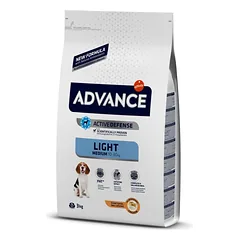 ADVANCE Light Medium šunų maistas vidutio dydžio veislių šunims turintiems antsvorio arba linkusiems į nutukimą