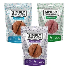 SIMPLY FROM NATURE Meat Strips Mėsos juostelės Mišrių skonių vištiena, antis, triušiena 3x80 g