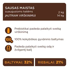 CLUB 4 PAWS Premium jautriam virškinimo traktui. Visavertis pašaras suaugusioms katėms, 2 kg — 3 nuotrauka