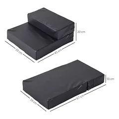 Sulankstomi 2 pakopų laipteliai ir guolis 2 viename katėms ir šunims, iki 7 kg, 45 x 39 x 20 cm, juodi — 3 nuotrauka