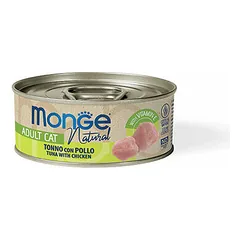 Monge Natural geltonpelekis tunas su vištiena, drėgnas maistas katėms 80 g