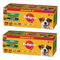 PEDIGREE Adult 80x100g paketėlis Mišrių skonių padaže vištiena, jautiena, kalakutiena, ėriena su daržovėmis