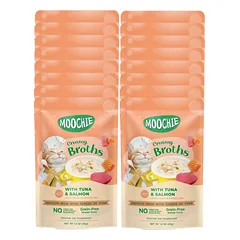 MOOCHIE Kreminiai sultiniai su tunu ir lašiša Be grūdų 16x40 g Kreminiai sultiniai su tunu ir lašiša
