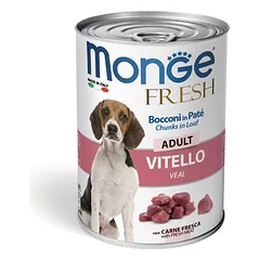 Monge Fresh adult konservuotas pašaras šunims su veršienos gabaliukais 400g