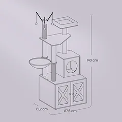Kačių draskyklė su integruota tualeto spinta 140 cm — 5 nuotrauka