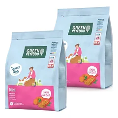 GREEN PETFOOD InsectDog Mini 2x900g be grūdų ėdalas su vabzdžių baltymais, skirtas mažiems šunims