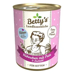 Betty's Landhausküche Kitten vištiena ir kalakutiena, drėgnas maistas kačiukams, Kačiukams vištiena ir kalakutiena 6 x 200g — 2 nuotrauka