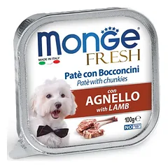 Monge Fresh paštetas šunims su ėrienos gabalėliais100g