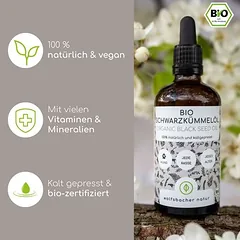 Wolfsbacher Natur ekologiškas juodųjų kmynų aliejus, papildas, 100 ml — 3 nuotrauka