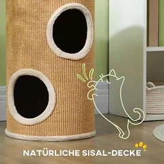 Kačių namelis drąskyklė PawHut 35x60cm., šviesiai rudos spalvos — 5 nuotrauka