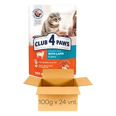 CLUB 4 PAWS Lamb – konservai katėms su ėriena, padaže, 100g x 24vnt. — 2 nuotrauka